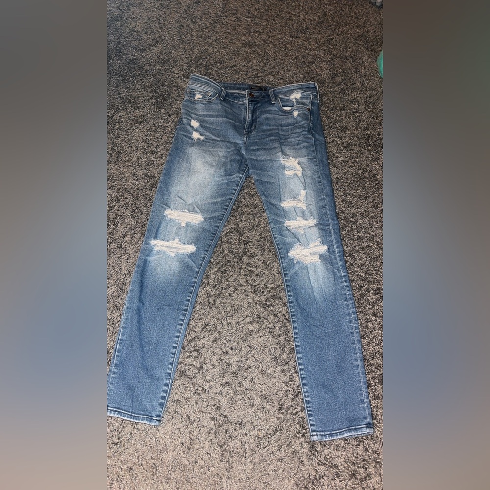 Abercrombie & Fitch Blue Distressed Skinny Jeans